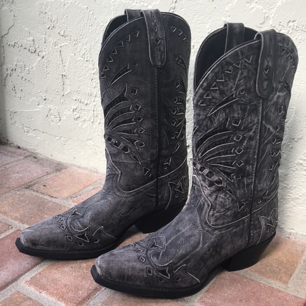 Womens Laredo Stevie Leather cowboy boots grey size 8 excellent condition